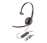 Poly Blackwire 3210 Wired Headset - Noise-Cancelling, Single-Ear, USB-C/USB-A, PC/Mac, Teams/Zoom Compatible, New