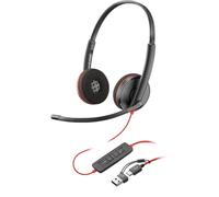 Poly Blackwire 3220 Wired Headset - Noise-Canceling Mic - Stereo Design - Connect to PC/Mac via USB-C or USB-A - Works w/Teams, Zoom