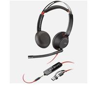 Poly Blackwire 5220 Wired Headset - Flexible Noise-Canceling Boom Mic - Ergonomic Design - Connect to PC/Mac, Mobile via USB-C, USB-A, or 3.5 mm - Works w/Teams, Zoom