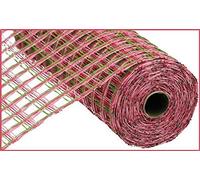 Poly Burlap Check Deco Mesh, 10" x 10 Yards (Lime, Fuchsia, Pink)
