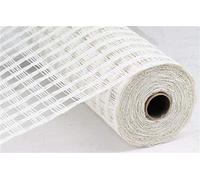 Poly Burlap Check Deco Mesh, 10" x 10 Yards (White)