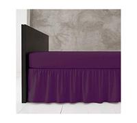 Poly Cotton Base Valance Bed Sheet Plain Dyed 16" Inches Drop Frilled King Size Platform Bedding, Berry