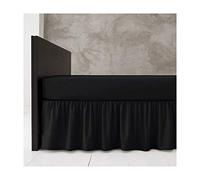 Poly Cotton Base Valance Bed Sheet Plain Dyed 16" Inches Drop Frilled King Size Platform Bedding, Black