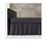 Poly Cotton Base Valance Bed Sheet Plain Dyed 16" Inches Drop Frilled King Size Platform Bedding, Charcoal