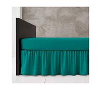 Poly Cotton Base Valance Bed Sheet Plain Dyed 16" Inches Drop Frilled King Size Platform Bedding, Deep Teal