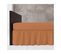 Poly Cotton Base Valance Bed Sheet Plain Dyed 16" Inches Drop Frilled King Size Platform Bedding, Desert Sand