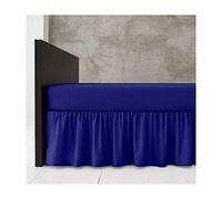 Poly Cotton Base Valance Bed Sheet Plain Dyed 16" Inches Drop Frilled King Size Platform Bedding, Royal Blue