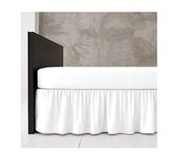 Poly Cotton Base Valance Bed Sheet Plain Dyed 16" Inches Drop Frilled King Size Platform Bedding, White
