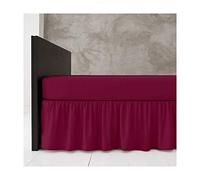 Poly Cotton Base Valance Bed Sheet Plain Dyed 16" Inches Drop Frilled King Size Platform Bedding, Wine