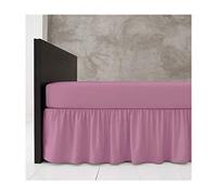 Poly Cotton Base Valance Sheet Plain Dyed 16" Inches Drop Frilled Valance Bed Sheet King Size Platform Diamond Bedding Super Soft, Rose