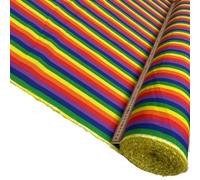 Poly Cotton Fabric Colourful Rainbow Designs in Large Medium and Small Stripe Size Sold Per Metre 114 Wide Rainbow Small 1 Metre