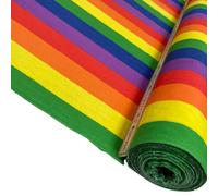 Poly Cotton Fabric Colourful Rainbow Designs in Large Medium and Small Stripe Size Sold Per Metre 114 Wide Rainbow Large 1 Metre