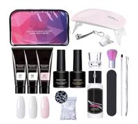 Poly Extension Gel Kit: 3 Colors Gel Kit with Anti-Slip Solution and Nail Lamp, Professional Manicure Supplies For Beginner Creations: Enjoy the