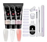 Poly Extension Gel Nail Kit | 3 Colours Gel Polish Kit with UV Lamp | Nail Set with Everything, Long-Lasting Poly Nails Full Set, Home Nail Supplies for Home Nail Salon
