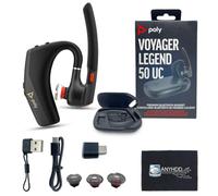 Poly Legend Voyager 50-UC for Bluetooth Headset with Charging Case - 4 Noise-Canceling Mics, PC, iOS, Mac, Tablet, In harging Case + Charging Cable + USB Dongle + USB A-C + Microfiber Cloth
