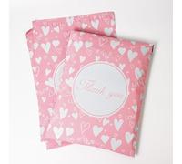 Poly Mailer Bag Mailing Postal Bags Gifts Shipping Wrapping Design Pattern Designer Envelope for Parcel Mail (50, Peach Heart Thank You)