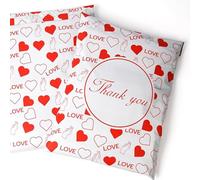 Poly Mailer Bag Mailing Postal Bags Gifts Shipping Wrapping Design Pattern Designer Envelope for Parcel Mail (100, Red Love Thank You)