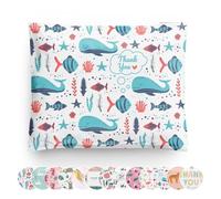 Poly Mailers 10x13 100 Pack | Self-Sealing Shipping Bags Envelopes for Small Business | Waterproof Durable Packaging | Thank You | Whale Fish Blue Sea Beach | à la mode Mailers