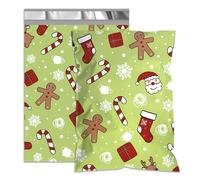 Poly Mailers 10x13 Inch 100 Pack - Christmas Printed Shipping Bags, 2.4mil Thickness Waterproof and TearResistant Mailing Envelopes, Self-Sealing Mailers for Small Business Green Gift Print