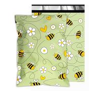 Poly Mailers 14.5x19 Inch 50 Pcs - Bee printed Shipping Bags, 2.4mil Thickness, Waterproof and Tear Resistant Mailing Envelopes, Self-Sealing Packaging Bags for Small Business