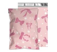 Poly Mailers 6x9 Inch 100 Pcs - Pink Bow printed Shipping Bags, 2.4mil Thickness, Waterproof and Tear Resistant Mailing Envelopes, Self-Sealing Packaging Bags for Small Business