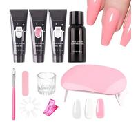 Poly Nail Gel Kit - 10 Piece Complete Manicure Tool, Gel Nail Kit 15ml Fingernails Extension Set with Brush Mold Ccrystal Smoothing Liquid | Manicure Supplies for Beginners Professionals Women