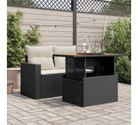 vidaXL Garden Table Outdoor Dining Table Black Poly Rattan and Acacia Wood