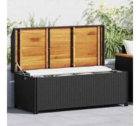 Poly Rattan Storage Bench for Garden with Gas Spring Lid Safety and Dual Purpose Garden Bench and Storage Box, Weather Resistant Outdoor Seating with Outdoor with Waterproof Cover