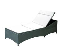 Poly-Rattan Sun Lounger Anthracite Relaxing Beach Chair Garden New