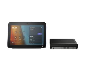 Poly Studio Base Kit G9 Plus Basic kit with touchscreen tablet and HP mini PC for setting up ready-to-use Microsoft Teams rooms.
