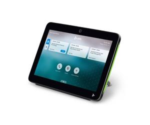 Poly TC10 Black 2-in-1 touch panel for room scheduling and meeting control.