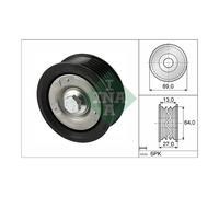 Poly V Ribbed Belt Deflection Guide Pulley INA for Boxer Transit Relay Ducato To