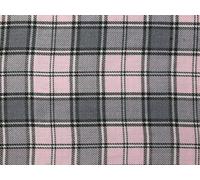 Poly Viscose Tartan Suiting Dress Fabric Pink & Grey - per metre