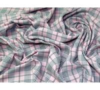 Poly Viscose Tartan Suiting Dress Fabric Pink & Grey - per metre