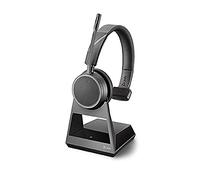 Poly Voyager 4220 Office Bluetooth Stereo Headset, USB-A Plug on Base, SoundGuard, Microphone Arm, Dynamic Mute Function, Skype for Business, Black, One Size