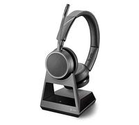 Poly Voyager 4220 Office Bluetooth Stereo Headset, USB-A Plug on Base, SoundGuard, Microphone Arm, Dynamic Mute Function, Skype for Business, Black, One Size