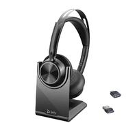 POLY Voyager Focus 2 USB-C-C Headset USB-C/A Adapter Charging Stand Customer Special 1- Active Noise Canceling (ANC) - Connect PC/Mac/Mobile via Bluetooth - Black