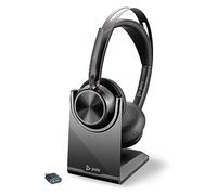 POLY Voyager Focus 2 USB-C-C Headset USB-C/A Adapter Charging Stand Customer Special 1- Active Noise Canceling (ANC) - Connect PC/Mac/Mobile via Bluetooth - Black