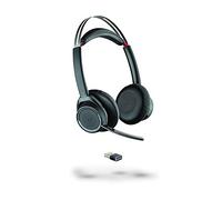 Poly - Voyager Focus UC (Plantronics) - Bluetooth Dual-Ear (Stereo) Headset with Boom Mic - USB-A Compatible with PC and Mac - Active Noise Canceling - Works with Teams, Zoom & more
