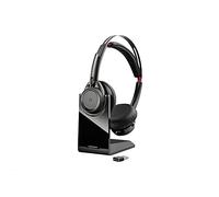 Poly - Voyager Focus UC with Charge Stand (Plantronics) - Bluetooth Dual-Ear (Stereo) Headset with Boom Mic - USB-C Compatible with PC and Mac - Active Noise Canceling - Works with Teams, Zoom & more