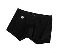 Polyamide Spandex Men Underwear Texture Mesh Trunks(Black L)