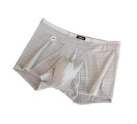 Polyamide Spandex Men Underwear Texture Mesh Trunks(Light Gray XL)