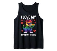 Polyamorous Love My Two Boyfriends Pride Dino Gay LGBTQ Tank Top