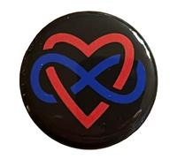 Polyamory Infinity Heart Symbol Button 1.25 Inch Pinback Black Open Relationship Sign Non-Monogamous Marriage