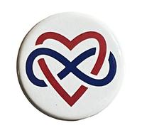 Polyamory Infinity Heart Symbol Button 1.25 Inch Pinback White Open Relationship Sign Non-Monogamous Marriage