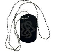 Polyamory Infinity Heart Symbol Necklace Black Laser Engraved Dog Tag with Chain Keychain Tag Open Relationship Sign Non-Monogamous Marriage