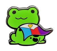 Polyamory Pride Frog Pin in LGBT+ Flag Colors | Chibi Superhero Enamel Gay Frog Pin, enamel