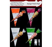 POLYBAGSTORES 40 Mixed Cone Cello/CELLOPHANE/Sweet/Party Bags with Metallic Silver Twist Ties