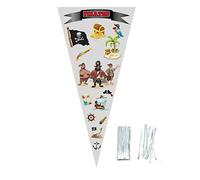 POLYBAGSTORES PACK OF 10 - PIRATES - Unique Cellophane Cone Shape Sweet Party Bags 37cm x 18cm - Over 40 Designs With 4" twist ties