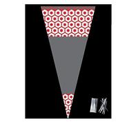 POLYBAGSTORES PACK OF 10 - RED FOOTBALL - Unique Cellophane Cone Shape Sweet Party Bags 37cm x 18cm - Over 40 Designs With 4" twist ties